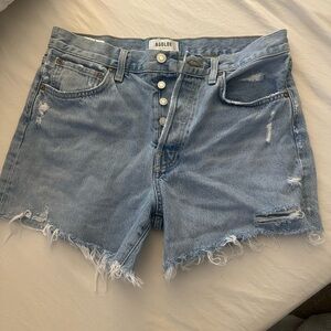 Agolde Blue Distressed Jean Shorts High-Waisted (NWOT)